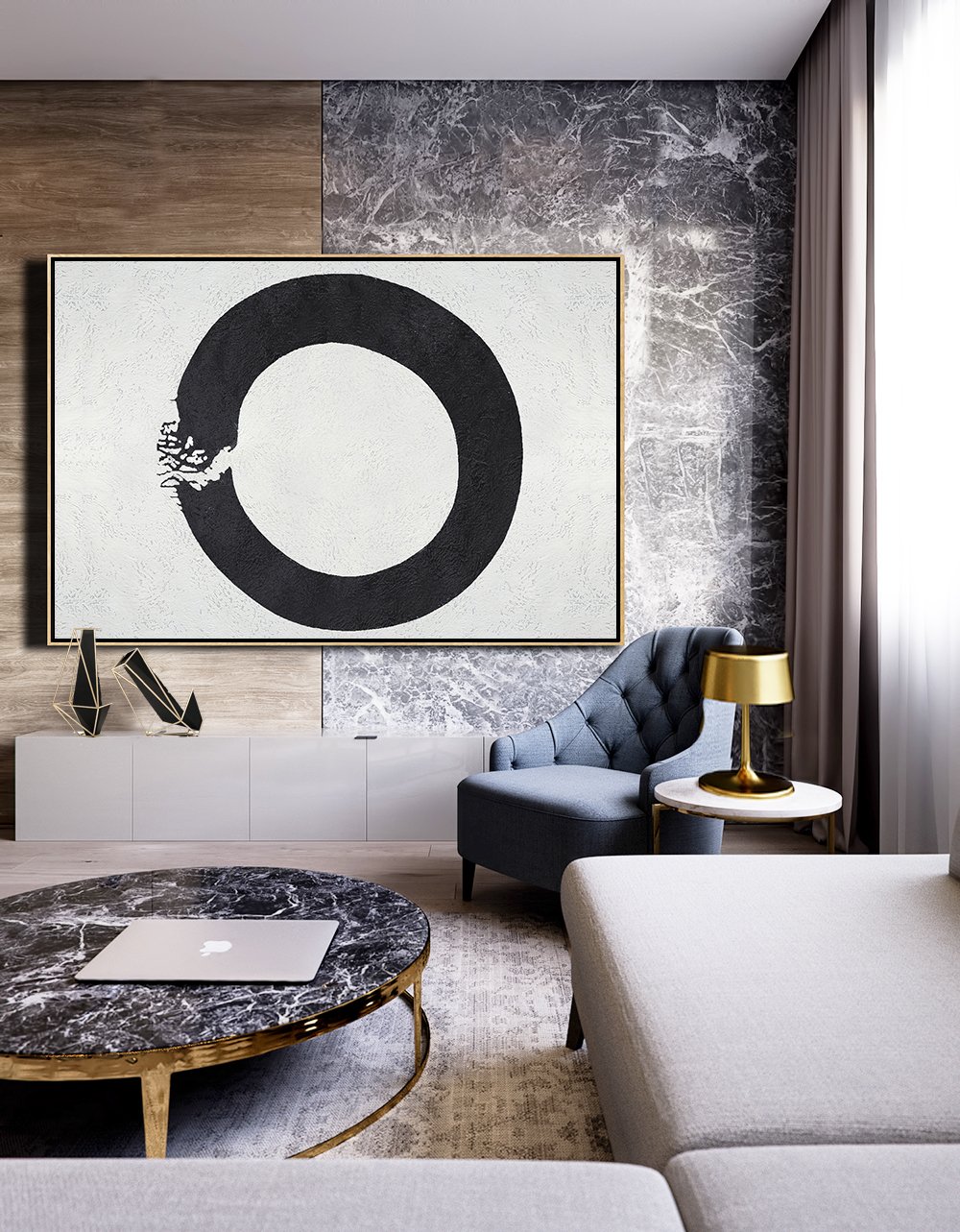 Horizontal Minimal Circle Art #MN18C - Click Image to Close